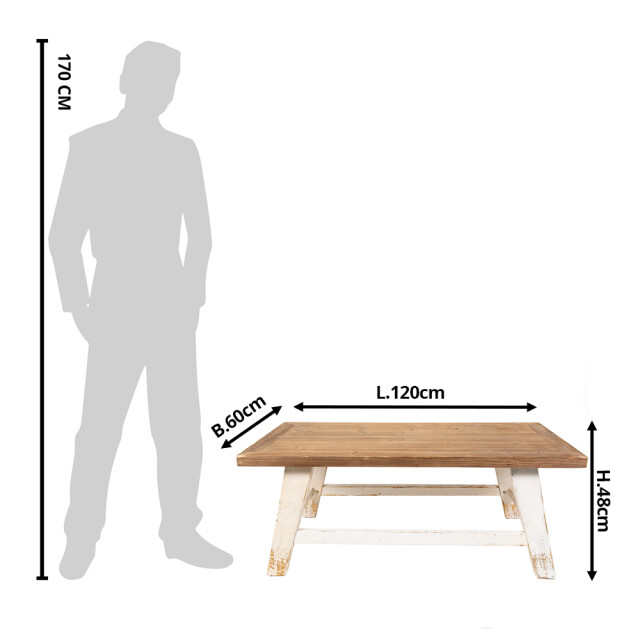 Clayre & Eef Salontafel 120x60x48 cm bruin hout bijzettafel 2200072 large