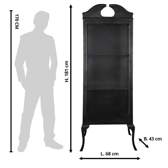 Clayre & Eef Vitrinekast 68x43x181 cm ijzer glas boekenkast 2757357 large