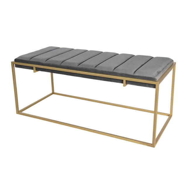 Clayre & Eef Poef 110x50x46 cm hout metaal rechthoek hocker 1269004 large