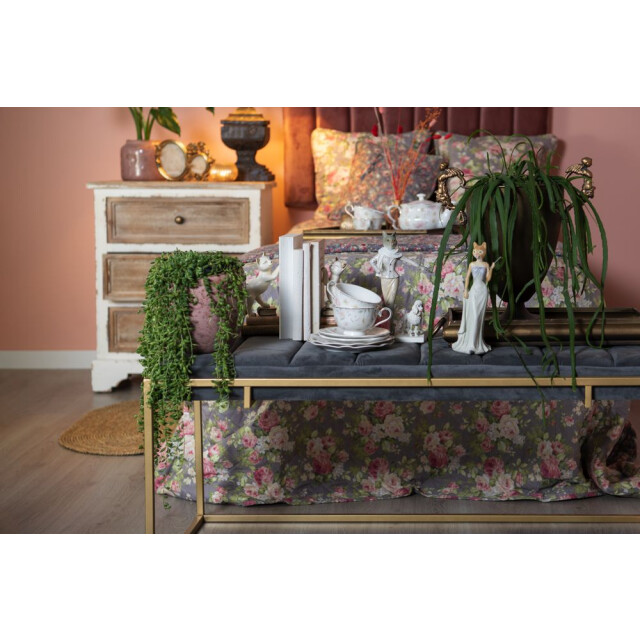 Clayre & Eef Poef 110x50x46 cm hout metaal rechthoek hocker 1269004 large