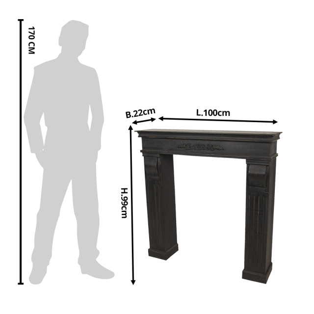 Clayre & Eef Schouw 100x22x99 cm hout rechthoek schoorsteenmantel 1233269 large