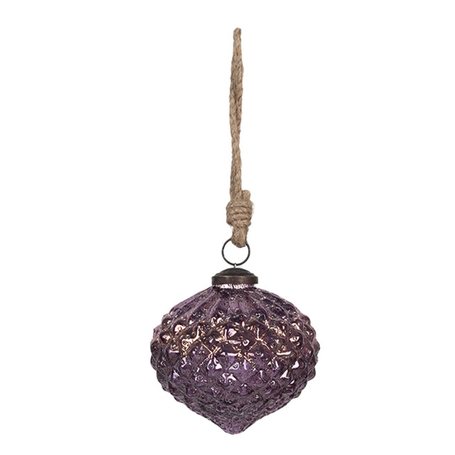 Clayre & Eef Kerstbal Ø 8x8 cm glas kerstboomversiering 2584907 large