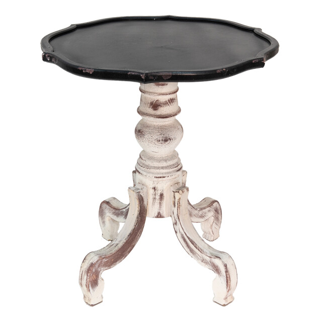 Clayre & Eef Bijzettafel Ø 66x75 cm wit hout rond 1962361 large
