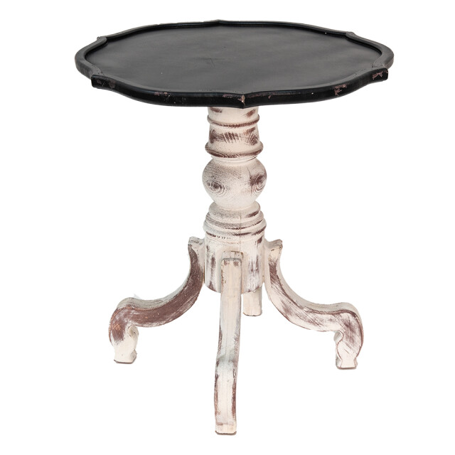 Clayre & Eef Bijzettafel Ø 66x75 cm wit hout rond 1962361 large