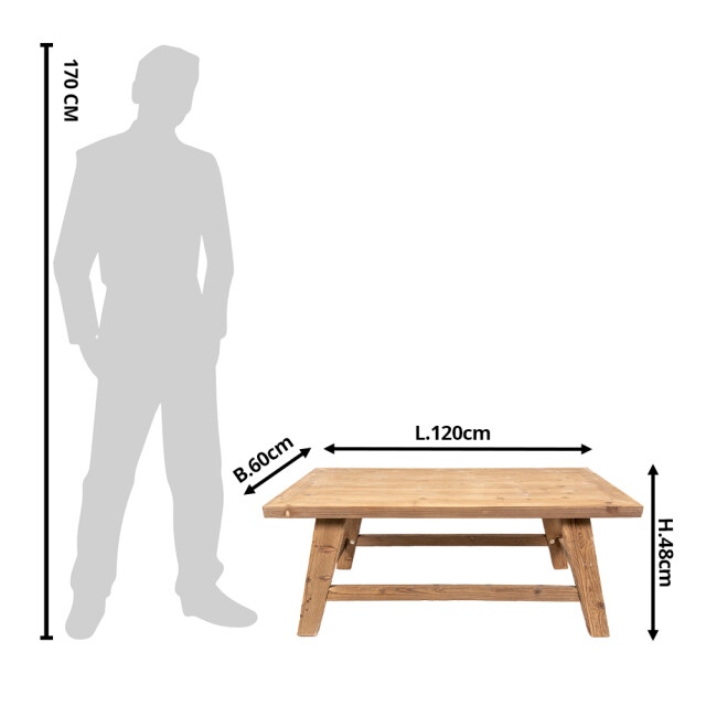 Clayre & Eef Salontafel 120x60x48 cm hout bijzettafel 1999963 large