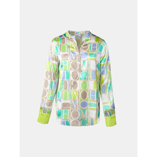 Mucho Gusto ® blouse monza luipaard mg groen blauw MUCHO GUSTO® Blouse Monza Luipaard MG Groen Blauw large