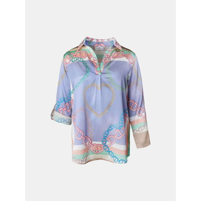 Mucho Gusto ® blouse livorno ketting hart blauw elegantie MUCHO GUSTO® Blouse Livorno Ketting Hart Blauw Elegantie large