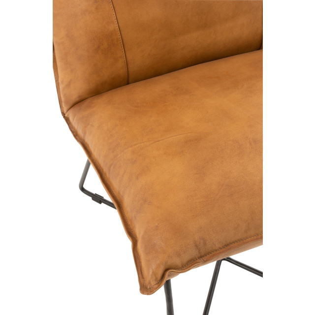 J-Line D- lounge stoel avi leder/ijzer camel 56.5x65.5x85.5cm 3002859 large