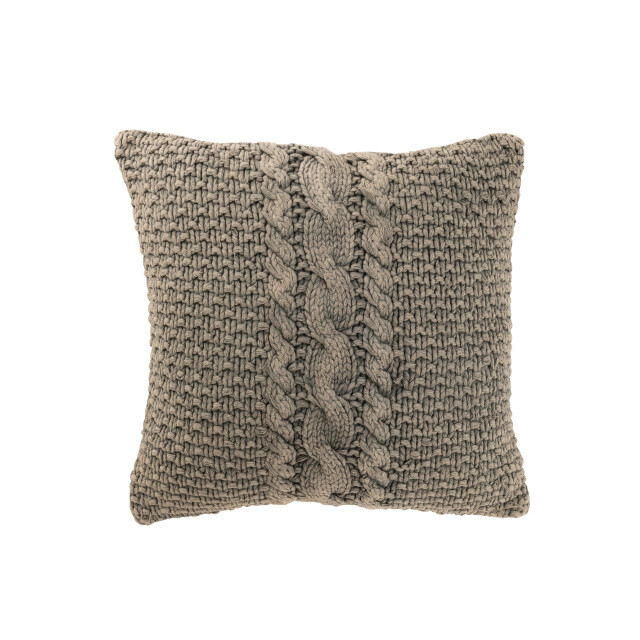 J-Line kussen gebreid+vlecht katoen gewassen 50x50x12cm 3002512 large
