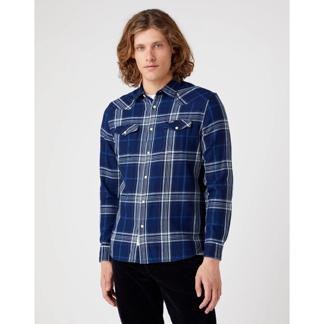 Wrangler Western shirt dark indigo regular fit W5B4CFX1E large