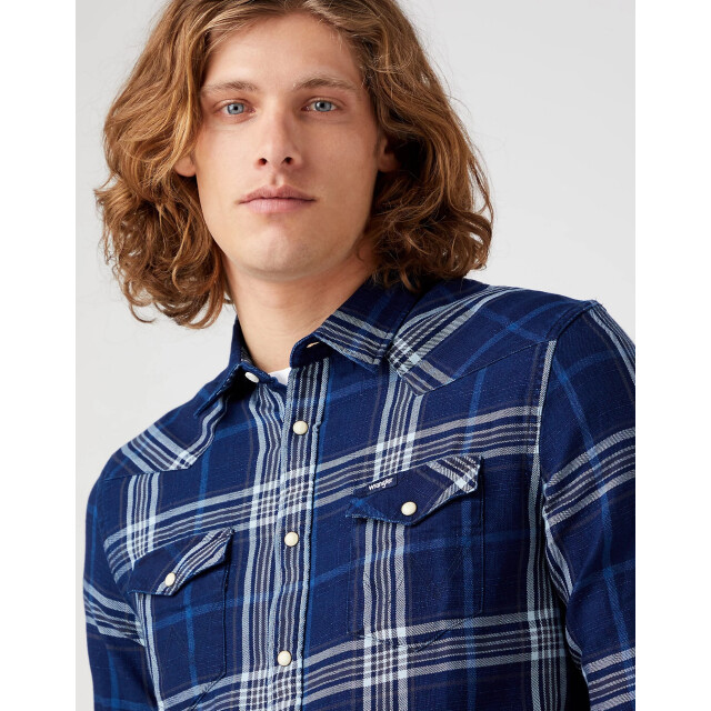 Wrangler Western shirt dark indigo regular fit W5B4CFX1E large