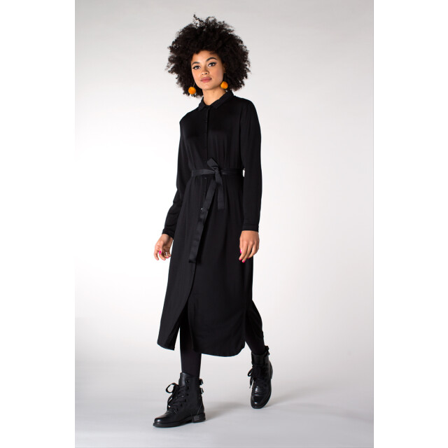 Jansen Amsterdam Joan w19 tc705 blousejurk met ceintuur black Juffrouw Jansen JOAN W19 tc705 Blousejurk met ceintuur Black large