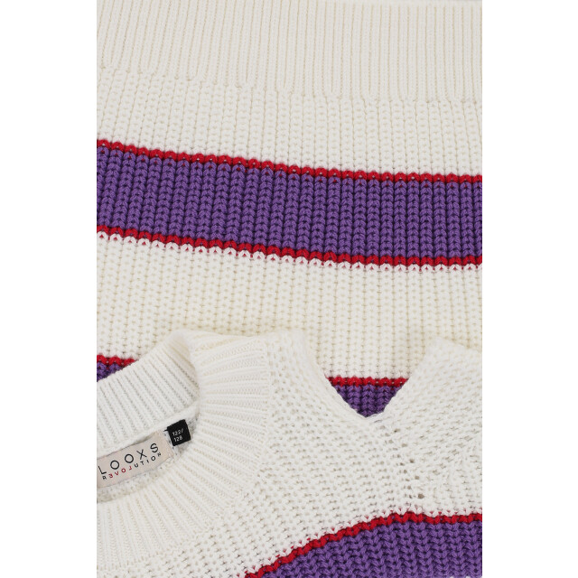 Looxs Revolution Zomer trui meisjes gebreid wit/ gestreept 2501-5303-935 large