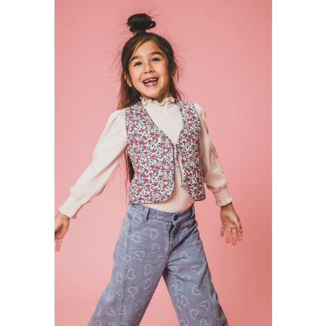 Looxs Revolution Zomer top meisjes jersey fancy crinkle milkshake 2501-7414-017 large