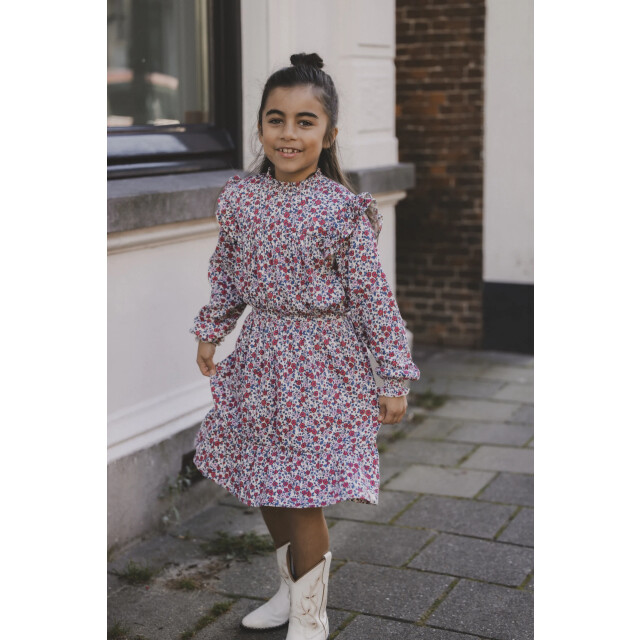 Looxs Revolution Zomer jurk meisjes jersy crinkle aop bloemen multi 2501-7807-880 large