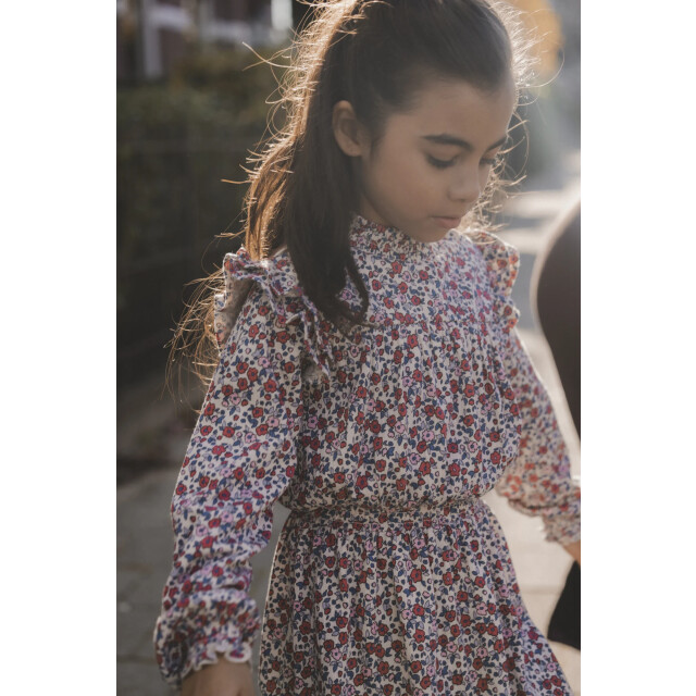 Looxs Revolution Zomer jurk meisjes jersy crinkle aop bloemen multi 2501-7807-880 large