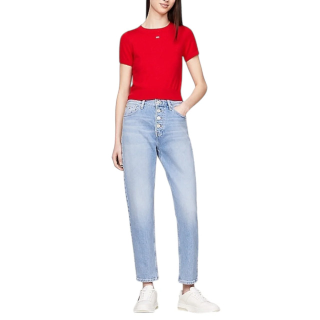 Tommy Hilfiger Trui dames Tommy Hilfiger Jeans Rood Crop Ruche T-shirt Dames large