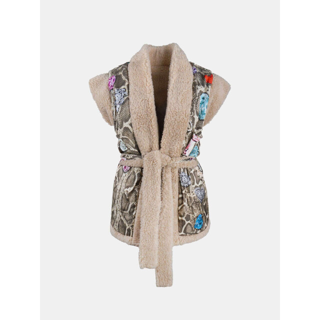 Mucho Gusto ® teddy gilet reversible beige met snake MUCHO GUSTO® Teddy Gilet Reversible Beige met Snake large