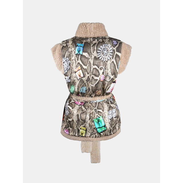 Mucho Gusto ® teddy gilet reversible beige met snake MUCHO GUSTO® Teddy Gilet Reversible Beige met Snake large