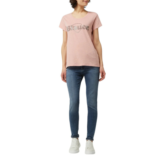 Blauer T-shirt dames Blauer Roze T-shirt Met Siersteentjes Dames large
