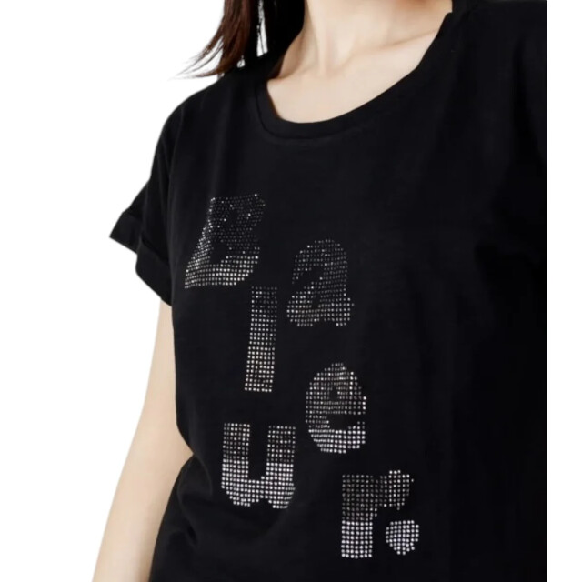 Blauer T-shirt dames Blauer Zwart T-shirt Met Siersteentjes Dames large