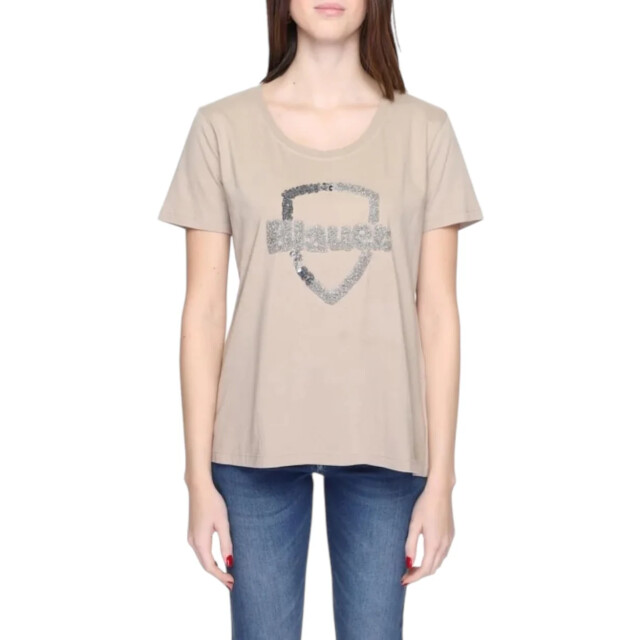 Blauer T-shirt dames Blauer Beige T-shirt Dames large