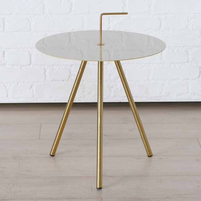 Boltze Tobo bijzettafel set van 2 stuks met metaal poten goud 3048889 large
