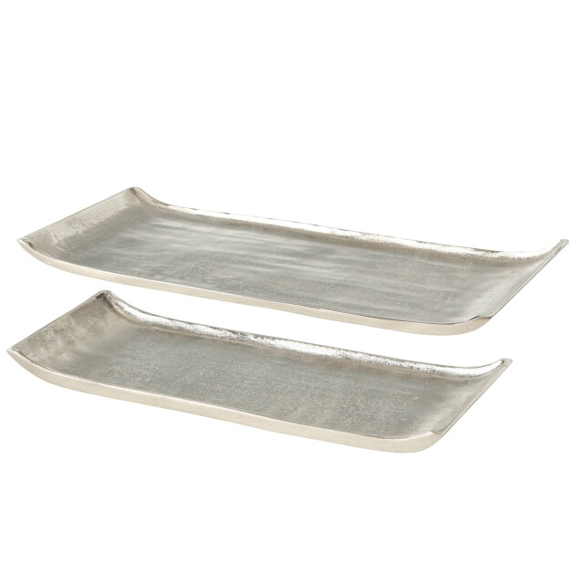 4goodz Set 2 metalen zilveren decoratieve dienbladen 18x45/26x57 cm 3048876 large