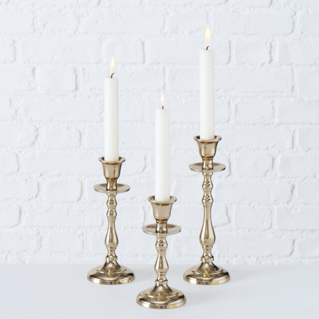 Boltze Kandelaar vicco set 3 dlg. alu rond 15-23cm hoog champagne 3057342 large