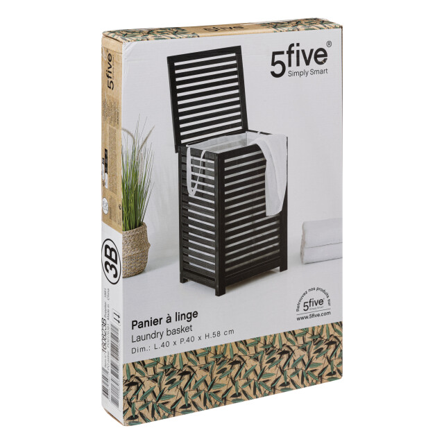 4goodz Bamboe wasmand 75 ltr met deksel en waszak 40x38x58 cm - 3047780 large