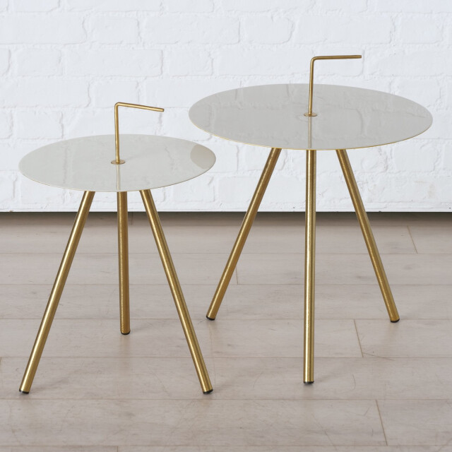 Boltze Tobo bijzettafel set van 2 stuks met metaal poten goud 3048889 large