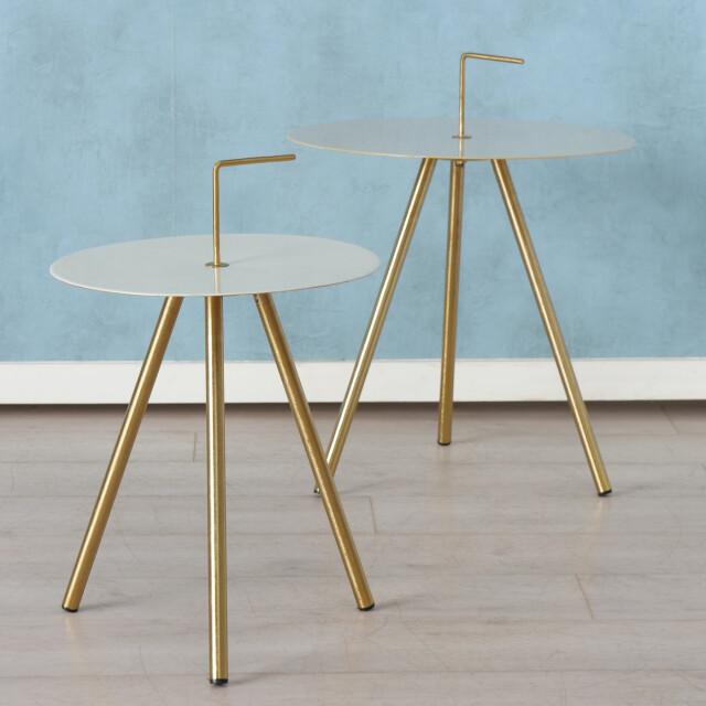 Boltze Tobo bijzettafel set van 2 stuks met metaal poten goud 3048889 large