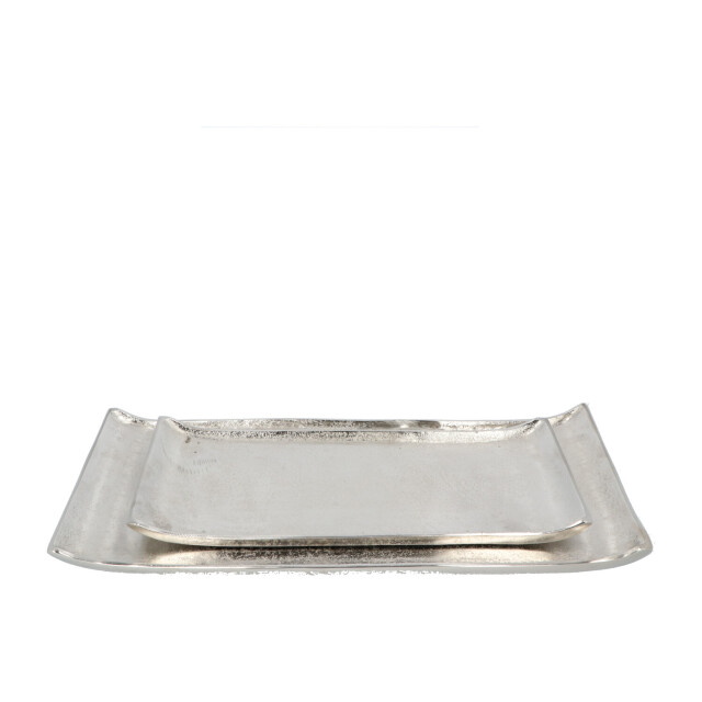 4goodz Set 2 metalen zilveren decoratieve dienbladen 18x45/26x57 cm 3048876 large