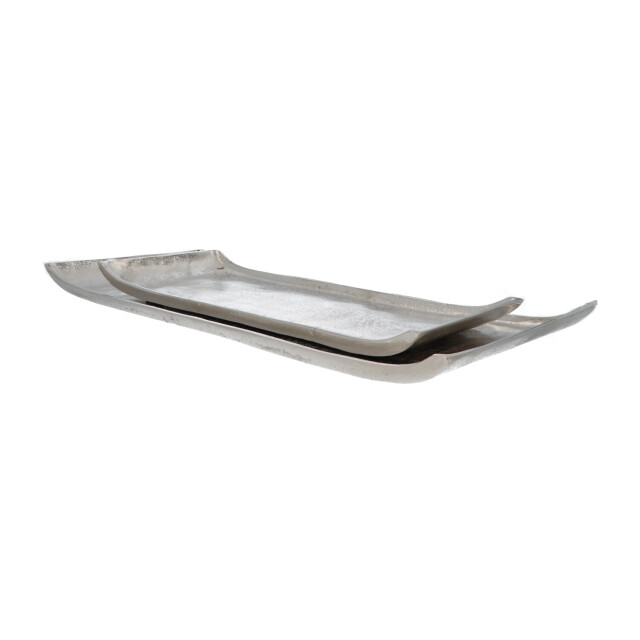 4goodz Set 2 metalen zilveren decoratieve dienbladen 18x45/26x57 cm 3048876 large