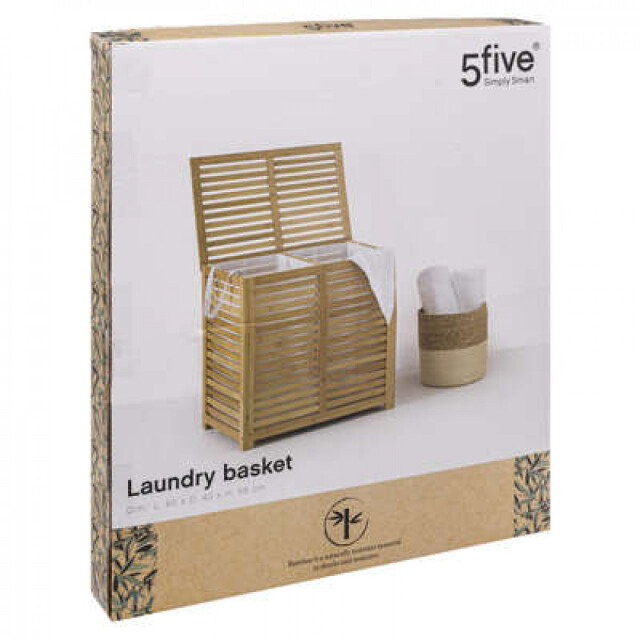 5Five ® sicela bamboe wasmand met 2 vakken 110 liter - 3047678 large