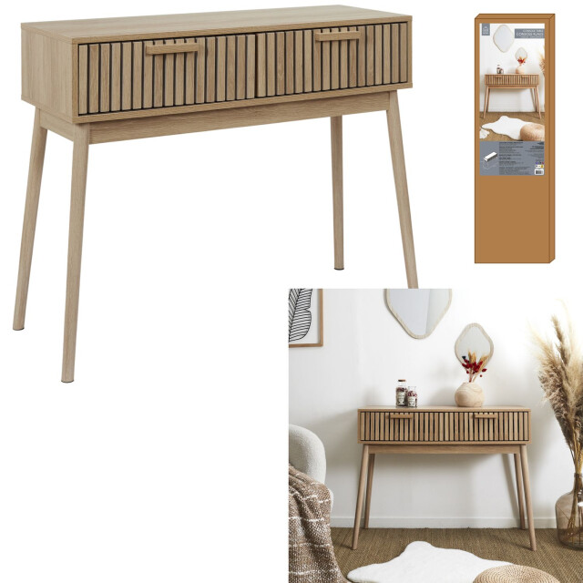 Home Deco Factory Sidetable console bijzettafel met 2 laden klaus - 3049073 large