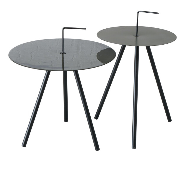 Boltze Tobo bijzettafel-set 2 stuks 35x52/45x58 cm zwart/kaki 3048892 large