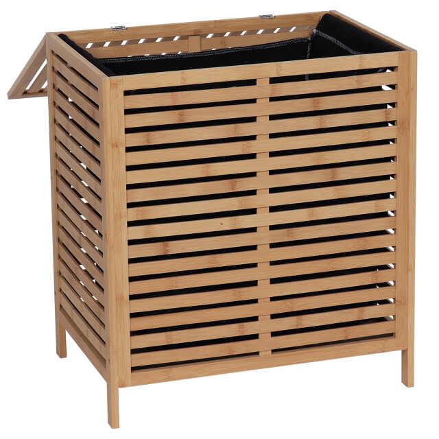 4goodz Bamboe wasmand 90 liter met waszak en deksel - 3047909 large