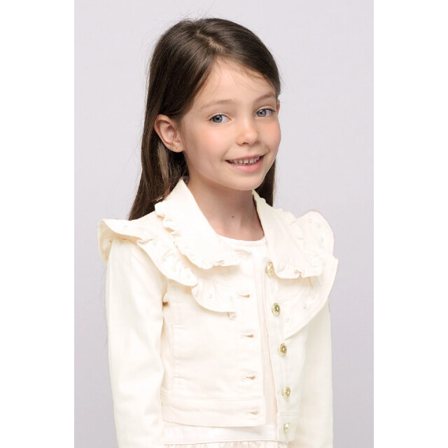 Le Chic Zomer spijkerjas meisjes wit ruffel alysum C411-5180-008 large