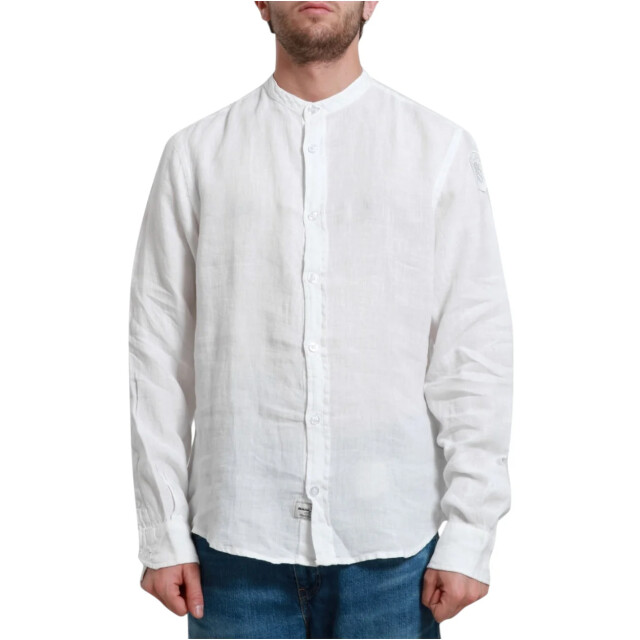 Blauer Shirt heren Blauer Wit Linnen Overhemd large