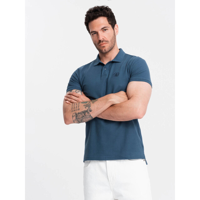 Ombre Poloshirt heren korte mouw donker OM-POSB-0100-DB large