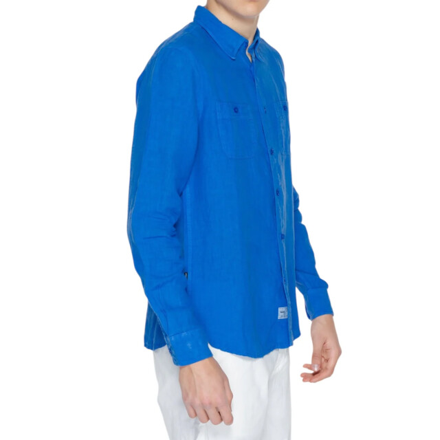 Blauer Shirt heren Blauer Blauw Linnen Overhemd large