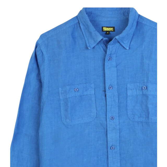 Blauer Shirt heren Blauer Blauw Linnen Overhemd large