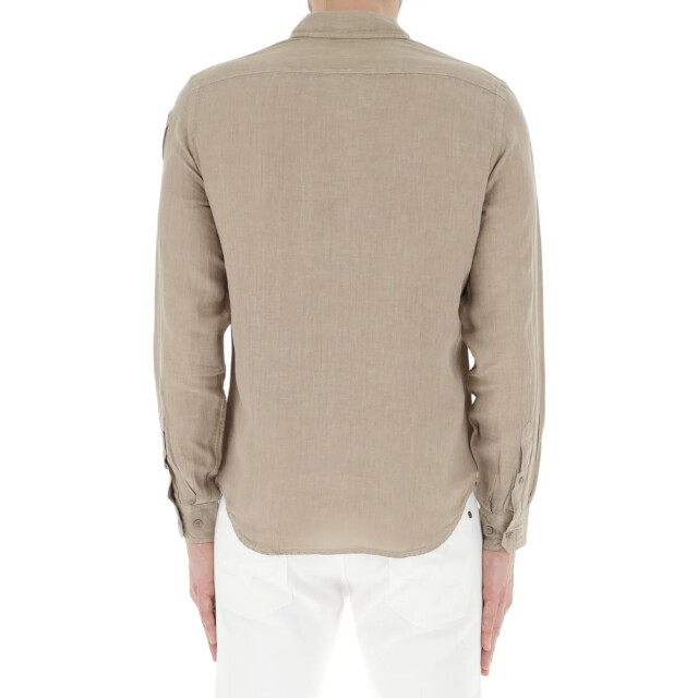 Blauer Shirt heren Blauer Beige Linnen Overhemd large