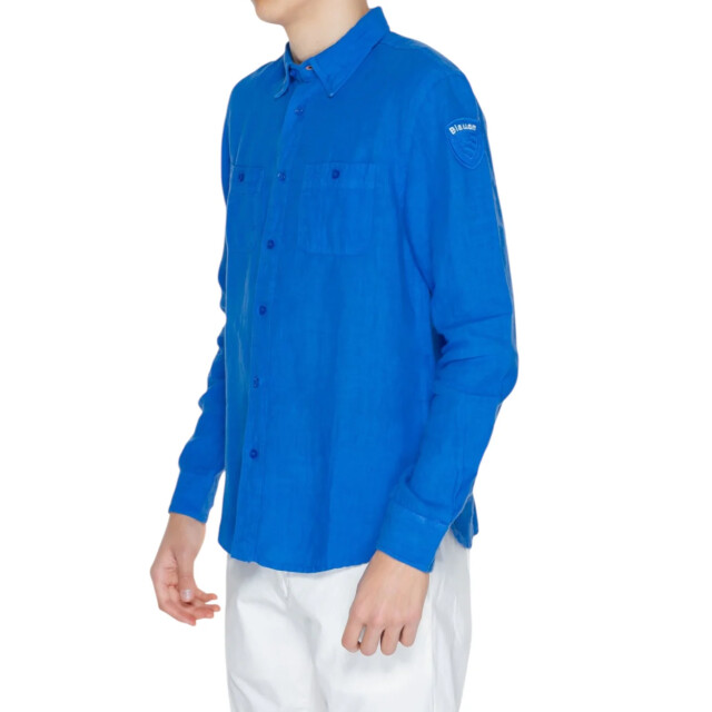 Blauer Shirt heren Blauer Blauw Linnen Overhemd large