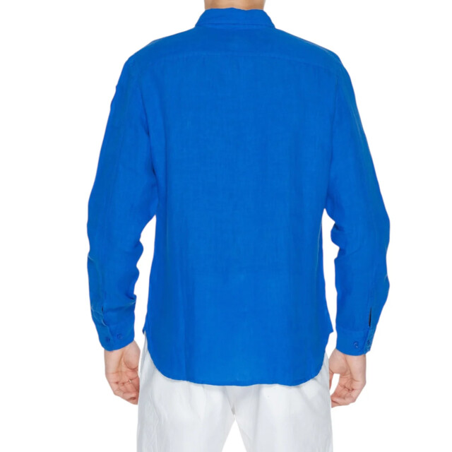 Blauer Shirt heren Blauer Blauw Linnen Overhemd large