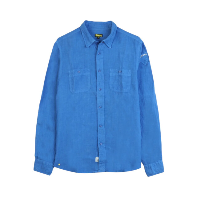 Blauer Shirt heren Blauer Blauw Linnen Overhemd large