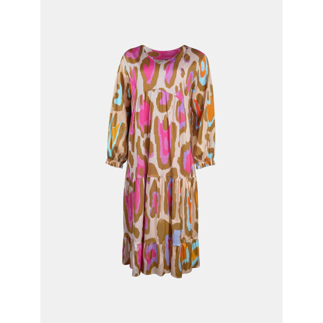 Mucho Gusto Jurk perpignan met degrade oranje fuchsia print en luipaard Jurk Perpignan met Degrade Oranje Fuchsia Print en Luipaard large