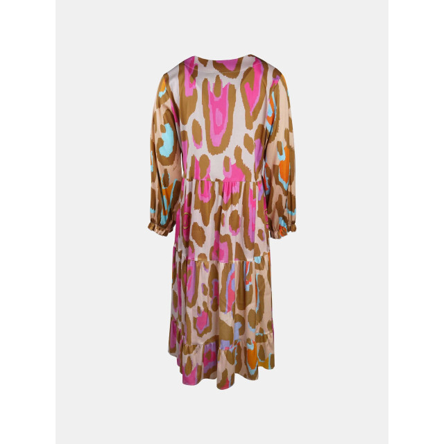 Mucho Gusto Jurk perpignan met degrade oranje fuchsia print en luipaard Jurk Perpignan met Degrade Oranje Fuchsia Print en Luipaard large