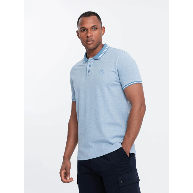 Ombre Poloshirt heren korte mouw blue melange 0109-blm OM-POSB-0109-BLM large